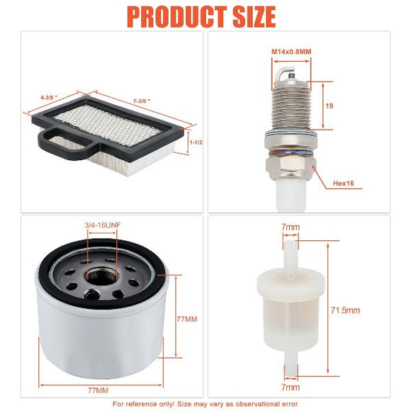 698754 273638 Air Filter Kit for BS 499486S 695667 492932 808492 808656 Intek Extended Life V-Twin 18-26 HP JD LA135 LA120 LA130 Lawn Mower Tractor