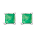 14K White Gold 5x5MM Princess Cut Purple Amethyst Solitaire Stud Earrings-4