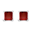 14K White Gold 5x5MM Princess Cut Purple Amethyst Solitaire Stud Earrings-5