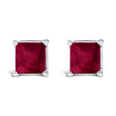 14K White Gold 5x5MM Princess Cut Purple Amethyst Solitaire Stud Earrings-6