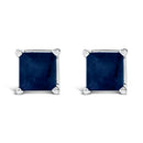 14K White Gold 5x5MM Princess Cut Purple Amethyst Solitaire Stud Earrings-7