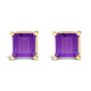 14K White Gold 5x5MM Princess Cut Purple Amethyst Solitaire Stud Earrings-8