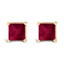 14K White Gold 5x5MM Princess Cut Purple Amethyst Solitaire Stud Earrings-11