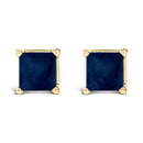 14K White Gold 5x5MM Princess Cut Purple Amethyst Solitaire Stud Earrings-12