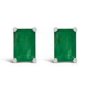 14K White Gold 6x4MM Emerald Shaped Amethyst Solitaire Stud Earrings-4