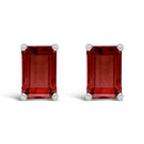 14K White Gold 6x4MM Emerald Shaped Amethyst Solitaire Stud Earrings-5