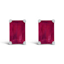 14K White Gold 6x4MM Emerald Shaped Amethyst Solitaire Stud Earrings-6