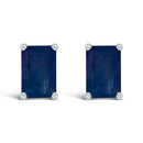 14K White Gold 6x4MM Emerald Shaped Amethyst Solitaire Stud Earrings-7