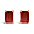 14K White Gold 6x4MM Emerald Shaped Amethyst Solitaire Stud Earrings-10