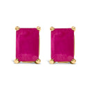 14K White Gold 6x4MM Emerald Shaped Amethyst Solitaire Stud Earrings-11