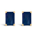 14K White Gold 6x4MM Emerald Shaped Amethyst Solitaire Stud Earrings-12