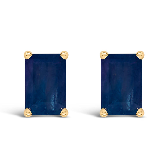 14K White Gold 6x4MM Emerald Shaped Amethyst Solitaire Stud Earrings