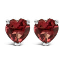 14K White Gold 5MM Heart Cut Purple Amethyst Solitaire Stud Earrings-5