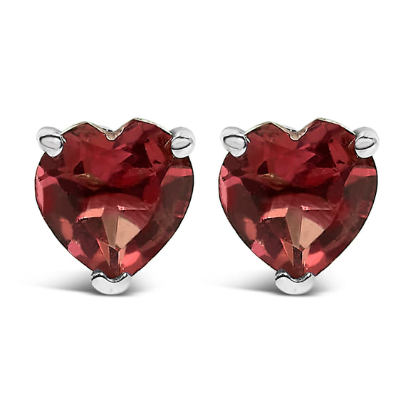 14K White Gold 5MM Heart Cut Purple Amethyst Solitaire Stud Earrings