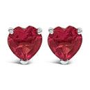 14K White Gold 5MM Heart Cut Purple Amethyst Solitaire Stud Earrings-6