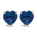 14K White Gold 5MM Heart Cut Purple Amethyst Solitaire Stud Earrings-7