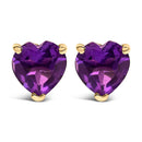 14K White Gold 5MM Heart Cut Purple Amethyst Solitaire Stud Earrings-8