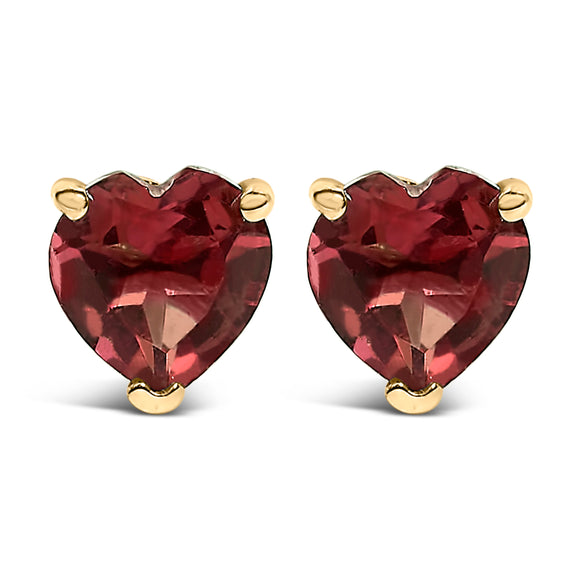 14K White Gold 5MM Heart Cut Purple Amethyst Solitaire Stud Earrings