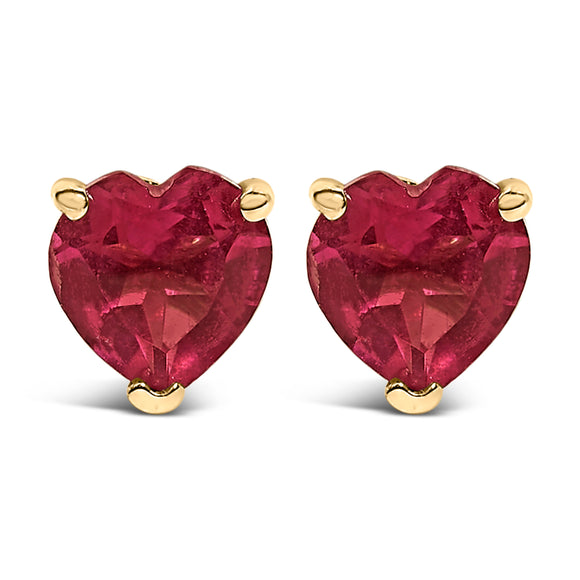 14K White Gold 5MM Heart Cut Purple Amethyst Solitaire Stud Earrings