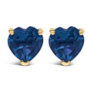 14K White Gold 5MM Heart Cut Purple Amethyst Solitaire Stud Earrings-12