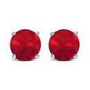 14K White Gold 5X5MM Round Purple Amethyst Solitaire Stud Earrings-6