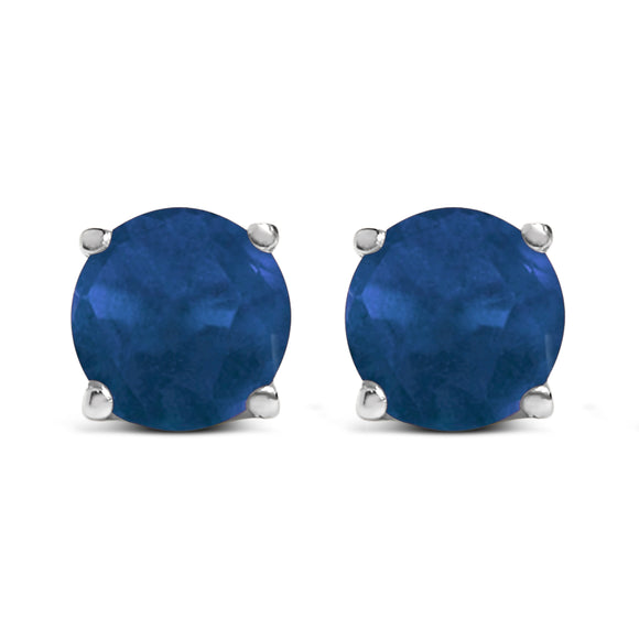 14K White Gold 5X5MM Round Purple Amethyst Solitaire Stud Earrings