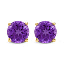14K White Gold 5X5MM Round Purple Amethyst Solitaire Stud Earrings-8