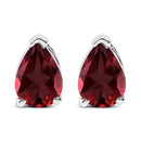 14K White Gold 6x4MM Pear Shaped Purple Amethyst Solitaire Stud Earrings-5