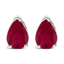 14K White Gold 6x4MM Pear Shaped Purple Amethyst Solitaire Stud Earrings-6