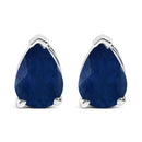 14K White Gold 6x4MM Pear Shaped Purple Amethyst Solitaire Stud Earrings-7