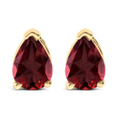 14K White Gold 6x4MM Pear Shaped Purple Amethyst Solitaire Stud Earrings-10