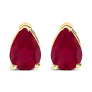 14K White Gold 6x4MM Pear Shaped Purple Amethyst Solitaire Stud Earrings-11