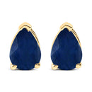 14K White Gold 6x4MM Pear Shaped Purple Amethyst Solitaire Stud Earrings-12