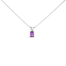 14K White Gold 6x4MM Emerald Cut Purple Amethyst Solitaire Pendant Necklace-1
