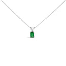 14K White Gold 6x4MM Emerald Cut Purple Amethyst Solitaire Pendant Necklace-4