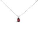 14K White Gold 6x4MM Emerald Cut Purple Amethyst Solitaire Pendant Necklace-5