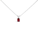 14K White Gold 6x4MM Emerald Cut Purple Amethyst Solitaire Pendant Necklace-6