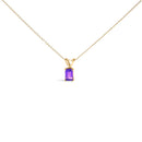 14K White Gold 6x4MM Emerald Cut Purple Amethyst Solitaire Pendant Necklace-8