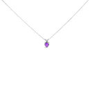 14K White Gold 5X5 MM Heart Shaped Purple Amethyst Solitaire Pendant Necklace-1