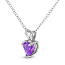 14K White Gold 5X5 MM Heart Shaped Purple Amethyst Solitaire Pendant Necklace-3