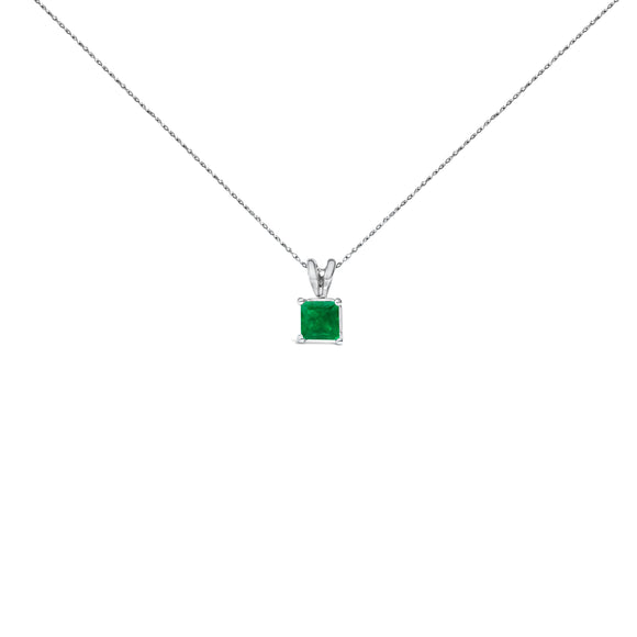 14K White Gold 5x5 MM Square Shaped Purple Amethyst Solitaire Pendant Necklace