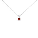 14K White Gold 5x5 MM Square Shaped Purple Amethyst Solitaire Pendant Necklace-5