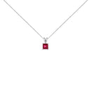 14K White Gold 5x5 MM Square Shaped Purple Amethyst Solitaire Pendant Necklace-6