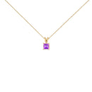 14K White Gold 5x5 MM Square Shaped Purple Amethyst Solitaire Pendant Necklace-8