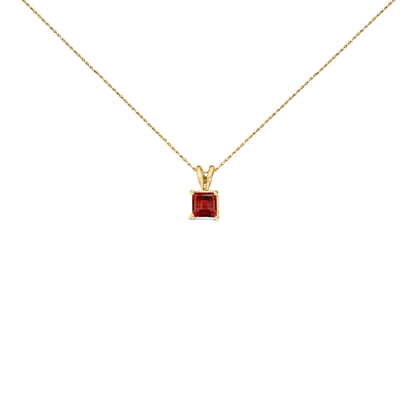 14K White Gold 5x5 MM Square Shaped Purple Amethyst Solitaire Pendant Necklace
