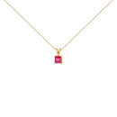 14K White Gold 5x5 MM Square Shaped Purple Amethyst Solitaire Pendant Necklace-11