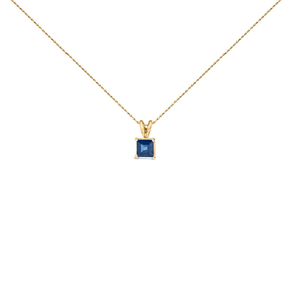 14K White Gold 5x5 MM Square Shaped Purple Amethyst Solitaire Pendant Necklace