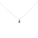 14K White Gold 6x4MM Oval Shaped Purple Amethyst Solitaire Pendant Necklace-1