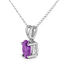 14K White Gold 6x4MM Oval Shaped Purple Amethyst Solitaire Pendant Necklace-3