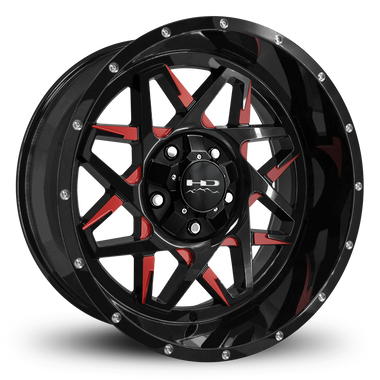 HD Offroad Caliber 20x10 -25 5x127/5x139.7mm 78.1mm Gloss Red&BK/Milled Face